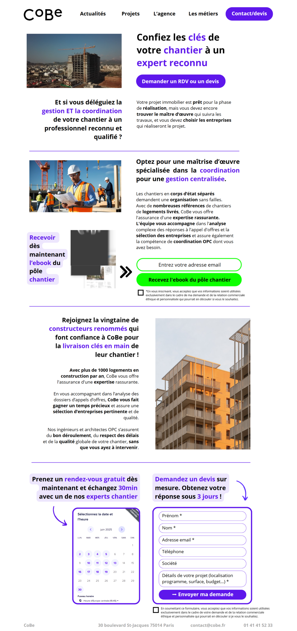 Qwake - Landing page architecture et conduite chantier